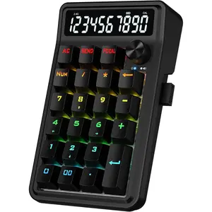K733 PRO  Gasket RGB Number Pad, 22  Mechanical Numpad w/PC & Calculate Modes, 10 Digits Calculator Display, Knob Control, 5-Layer Noise Dampening, Creamy Custom Linear