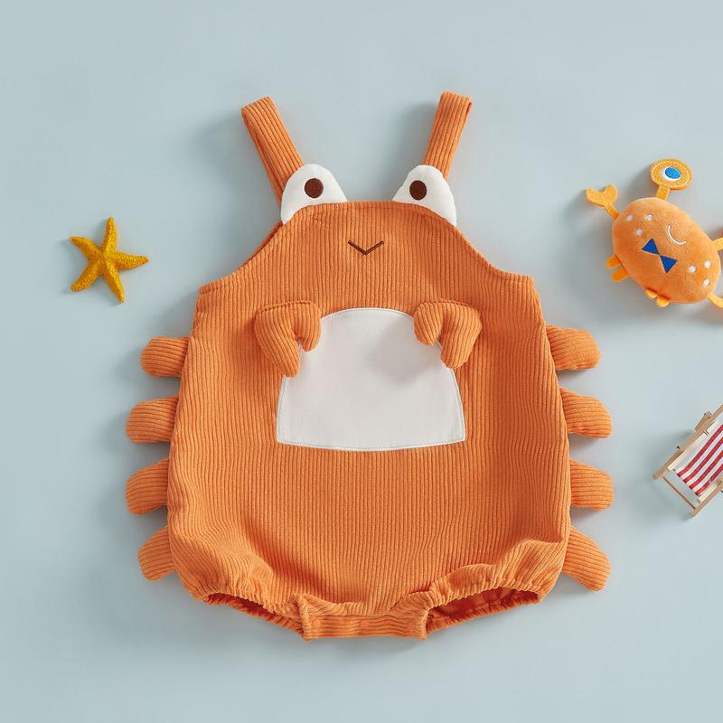 Baby Lobster Costume Corduroy Sleeveless Crab Overall Romper Halloween Cosplay Jumpsuit for Party Stage