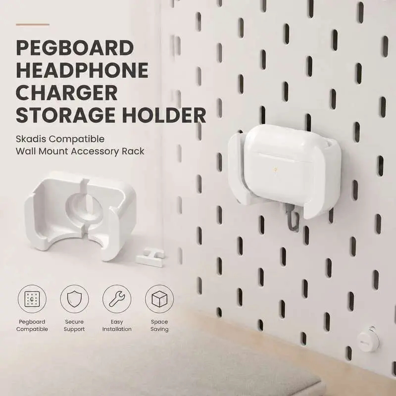 Skadis Pegboard Compatible Earphone Charging Stand Wall Hanging Cable Organizer Holder