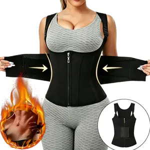 Women's Waist Trainer Corset Vest Zipper and Hooks Tummy Control Sport Workout Gym Body Shaper for Postpartum
