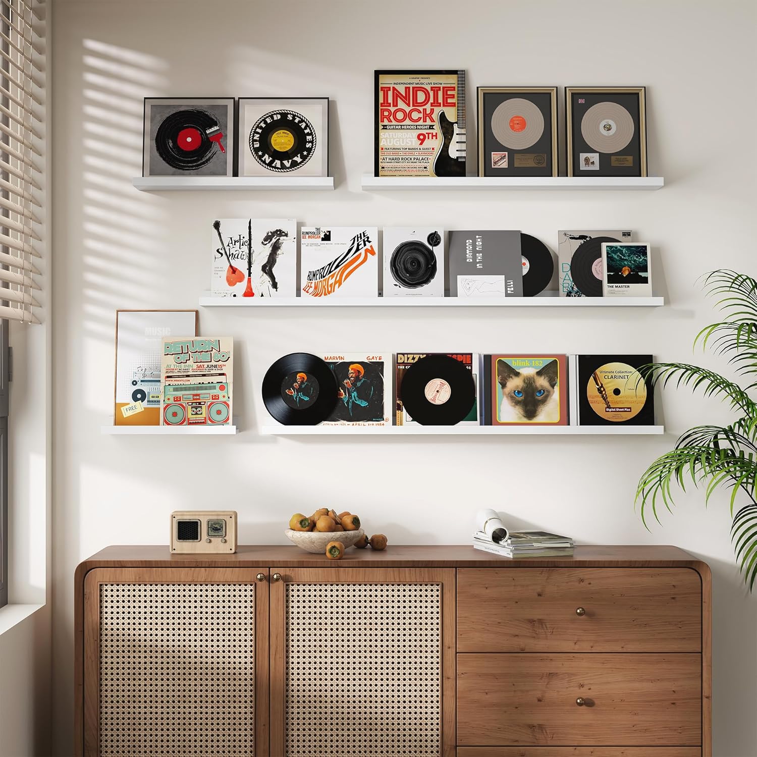 Picture Ledge Shelf,24 inch Long Floating Shelves for Wall Set of 2,White Picture Shelf with Lip for Wall Decor,Living Room,Bedroom,Bookshelf,Nursery,Perfu