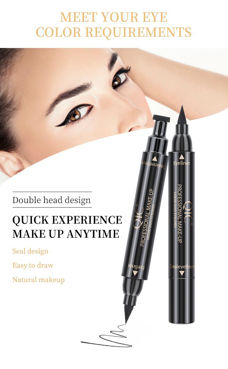QIC 2-in-1 Stamp Eyeliner Pen | Waterproof & Smudge-Proof | Long-Lasting Winged Eye Makeup
