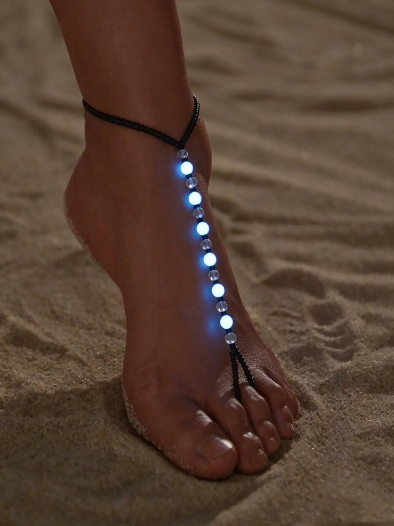 Summer Beach Vacation Glow-In-The-Dark Adjustable Anklet, Creative Acrylic Foot Jewelry, Women's Party Accessory, Fashionable Beach Wear