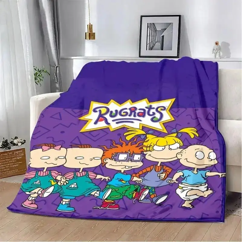 Cartoon Rugrats Printed Flannel Throw Blanket, cooling blankets cooling blanket blankets quince bedding, Soft Warm Portable Picnic Blanket Home Travel Decor Birthday Thanksgiving Graduation Valentine Holiday Gift For Family Friends