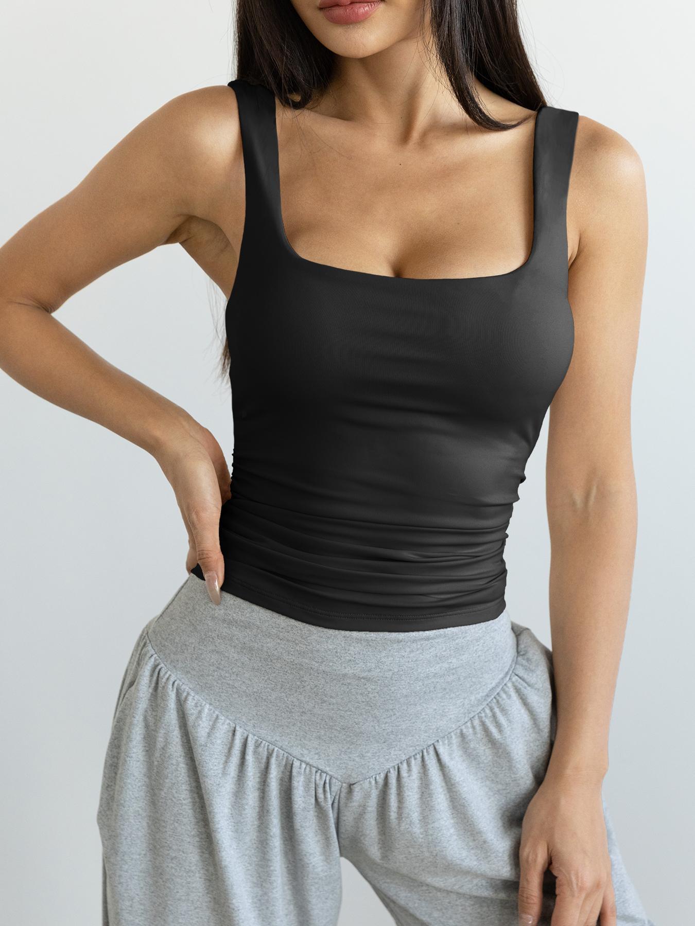 Women's Solid Color Sports Tank Top, Casual Comfortable Breathable Sleeveless Top for Exercise Gym Workout Running, Ladies Sportswear for All Seasons, Gymswear