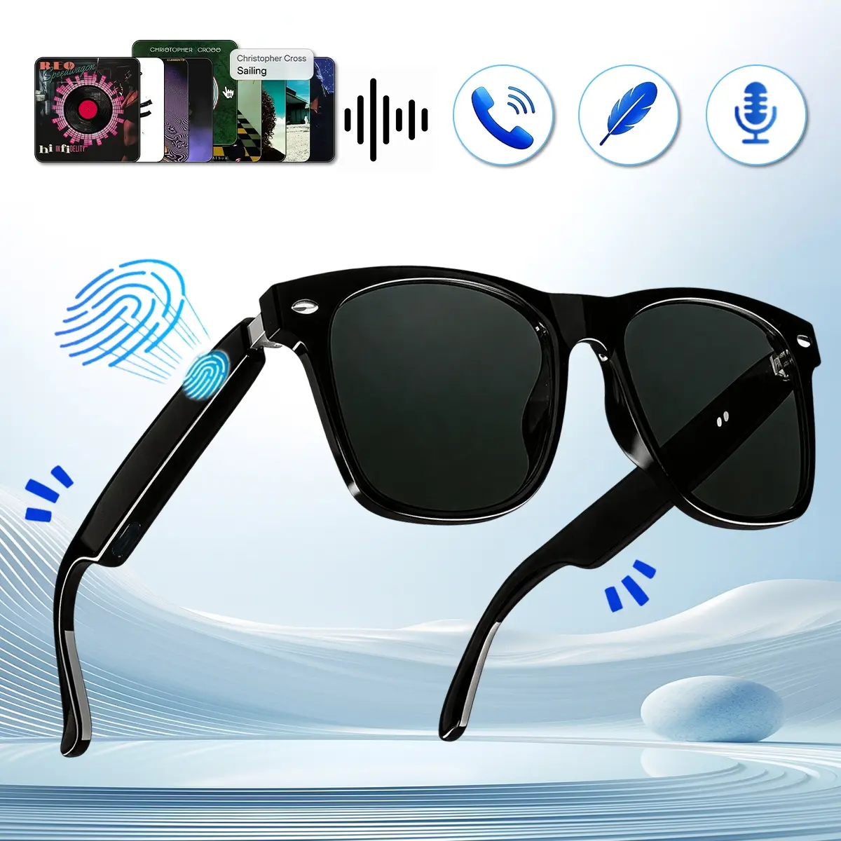 Smart Sunglasses, Multifunctional Audio Sunglasses with Open-Ear Audio, Bluetooth 6.0 Connectivity, UV Protection & Touch Photo Control for Outdoor Activities, Commuting & Vacation, Perfect for Daily Essential Use