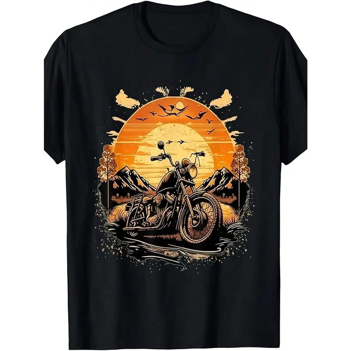 Retro Vintage Motorcycle Chopper Sweatshirt T-ShirtSame Style For Men And Womensummer Short-Sleeved Printed T-Shirt Pure