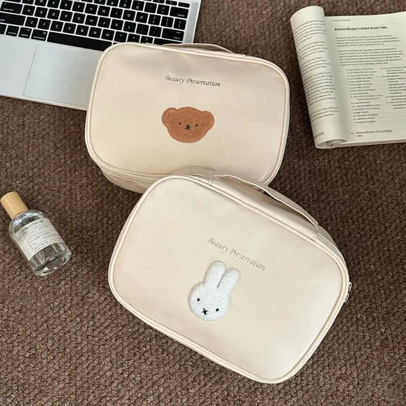 Hot Cute Miffy Series Multifunction Hand Cosmetic Bag Cartoon Exquisite Large Capacity PU Material Travel Cosmetic Storage Bag