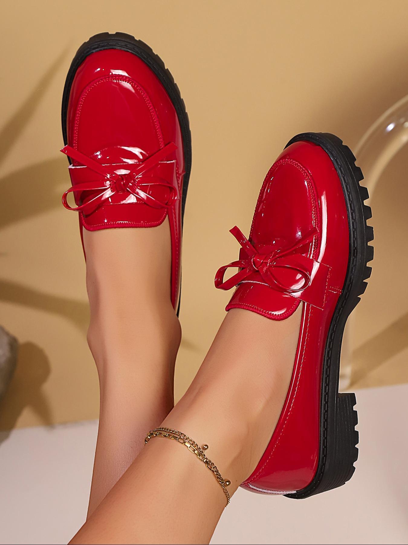 Women's Fashionable Bowknot Design Round Toe PU Leather Loafers, Casual Comfortable Shoes for Daily Wear, Lightweight Breathable Shoes for Women & Girls, Casual Flats, Versatile Shoes