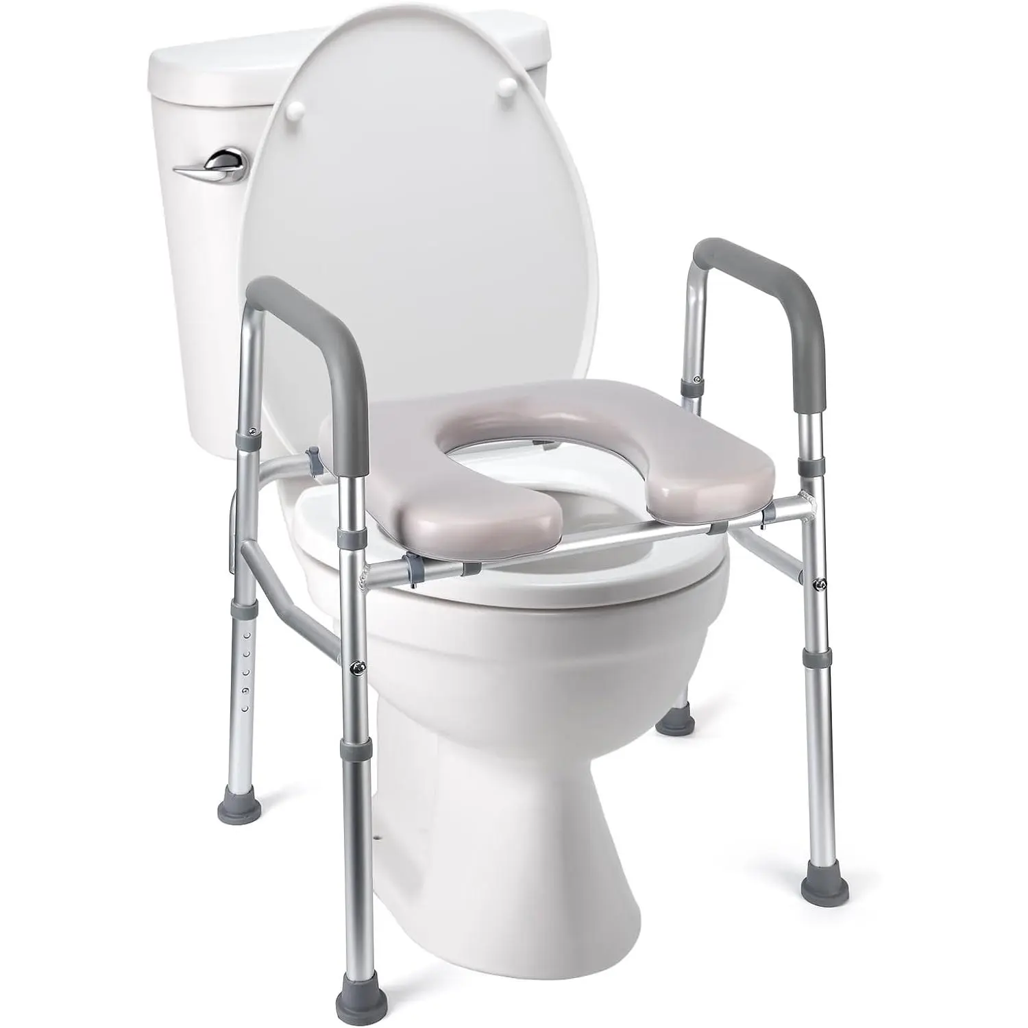 GARVEE Raised Toilet Seat with HandlesSafety Assist Shower ChairToilet Seat Riser for Seniors, Adjustable Height & Width for Elderly Handicap Disabled Hip Surgery Recovery