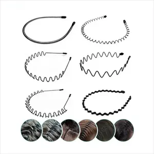 6-Pack Men’s & Women’s Wavy Zig Zag Headbands – Solid Color Non-Slip Thin Elastic Hairbands, Minimalist Sports & Workout Accessories, Everyday Hair Styling for Travel, Gym & Casual Wear