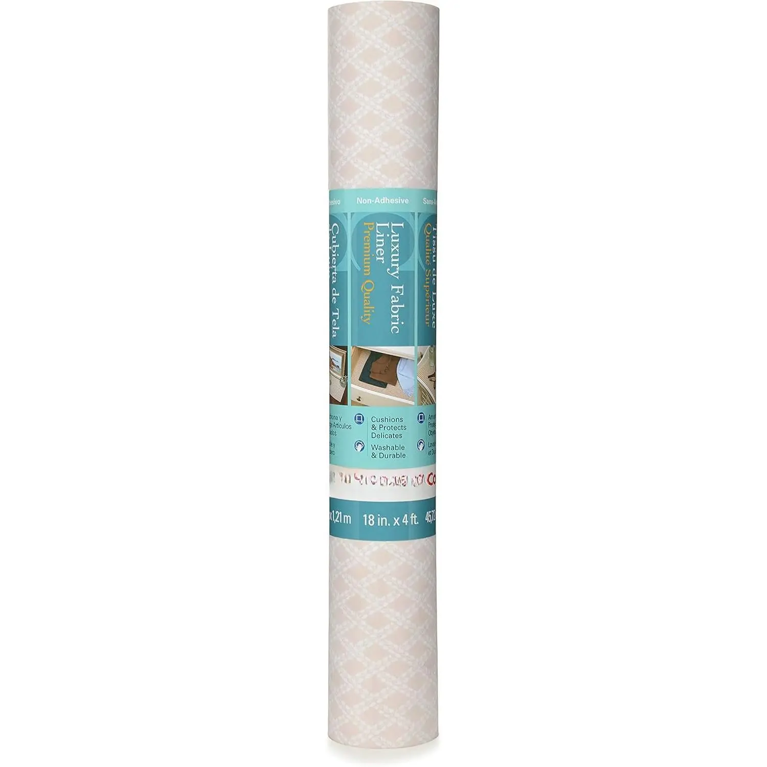 Brand Luxury Fabric Liners, Non-Adhesive Drawer and Shelf Liner, Multi-Functional Protective Liner, 18" x 4', Savoire Pale Gray, Pack of 1 Roll