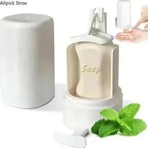 Wall Mounted Soap Grinder Dispenser, Space Saving Soap Bar Holder with Built-In Soap Shaver Design, Easy Press Hand Soap Dispenser for Bathroom, Kitchen and Laundry Room, Hygienic Soap Storage Solution for Home Organization and Daily Cleaning