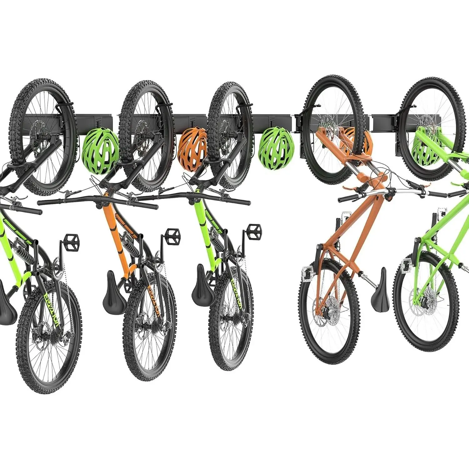 Wall-mounted Swivel Bike Rack Garage Vertical Bike Storage Hangers for 5 Bikes Rotating Bike Storage Hooks