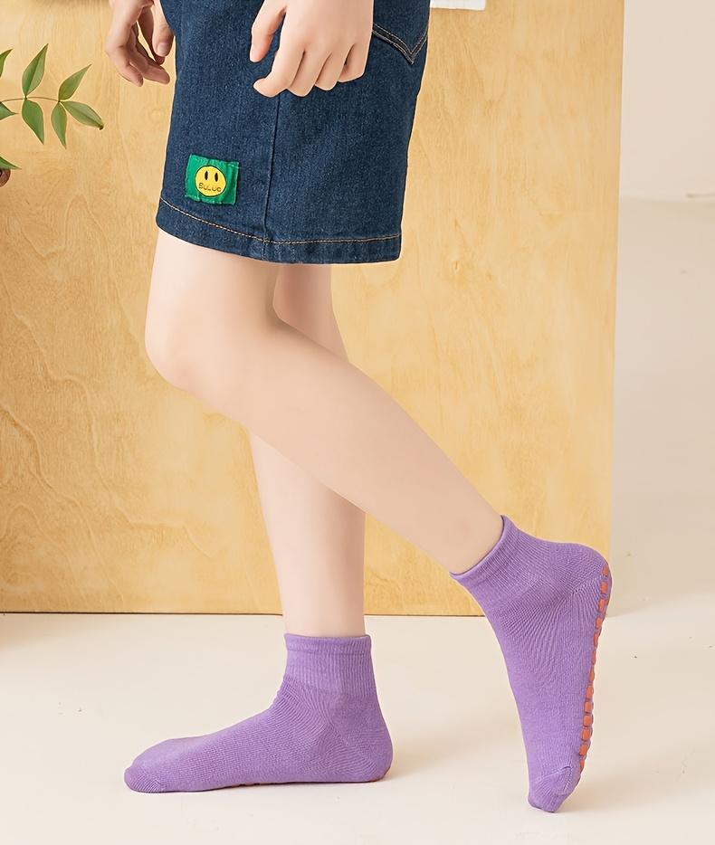 1 Pairs Non-Slip Floor Socks for Kids Adults Thin Mid-Calf Yoga Gym Socks Soft NonSkid Sole Indoor Play Spring Fall