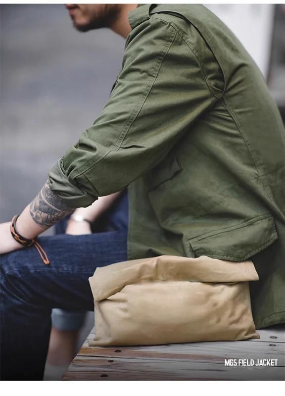 Kyn Apparel  Field Jacket, Men's Military Jacket, Retro Multi Pocket Collar Zipper Jacket,