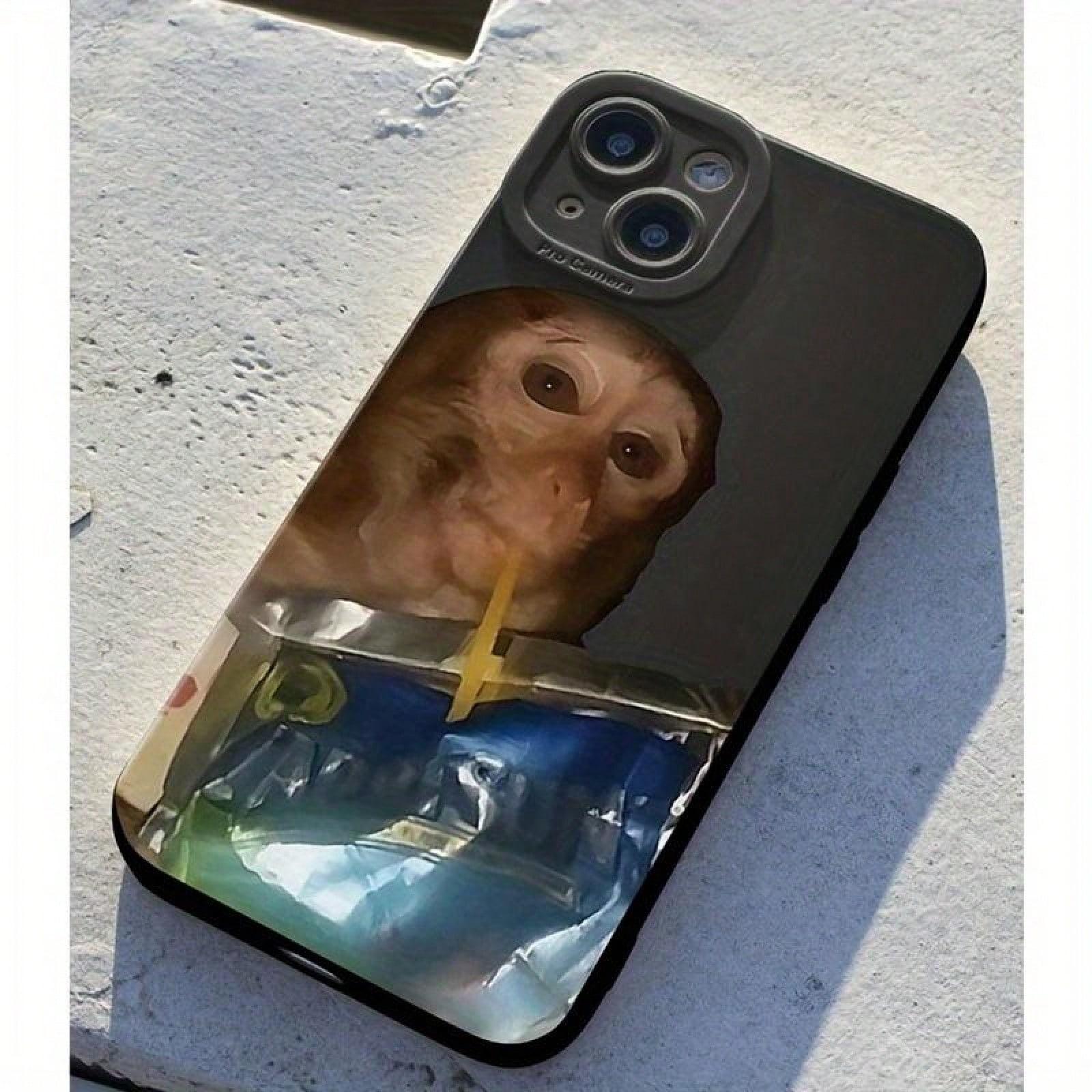 Chill Monkey Sipping Fruit Drink Funny Phone Case Compatible with iPhone 17 ProMax / 16 ProMax / 15 ProMax / 14 ProMax / 13 ProMax and Samsung Galaxy S26 Ultra / S25 Ultra / S24 Ultra / S23 Ultra / S22 Ultra