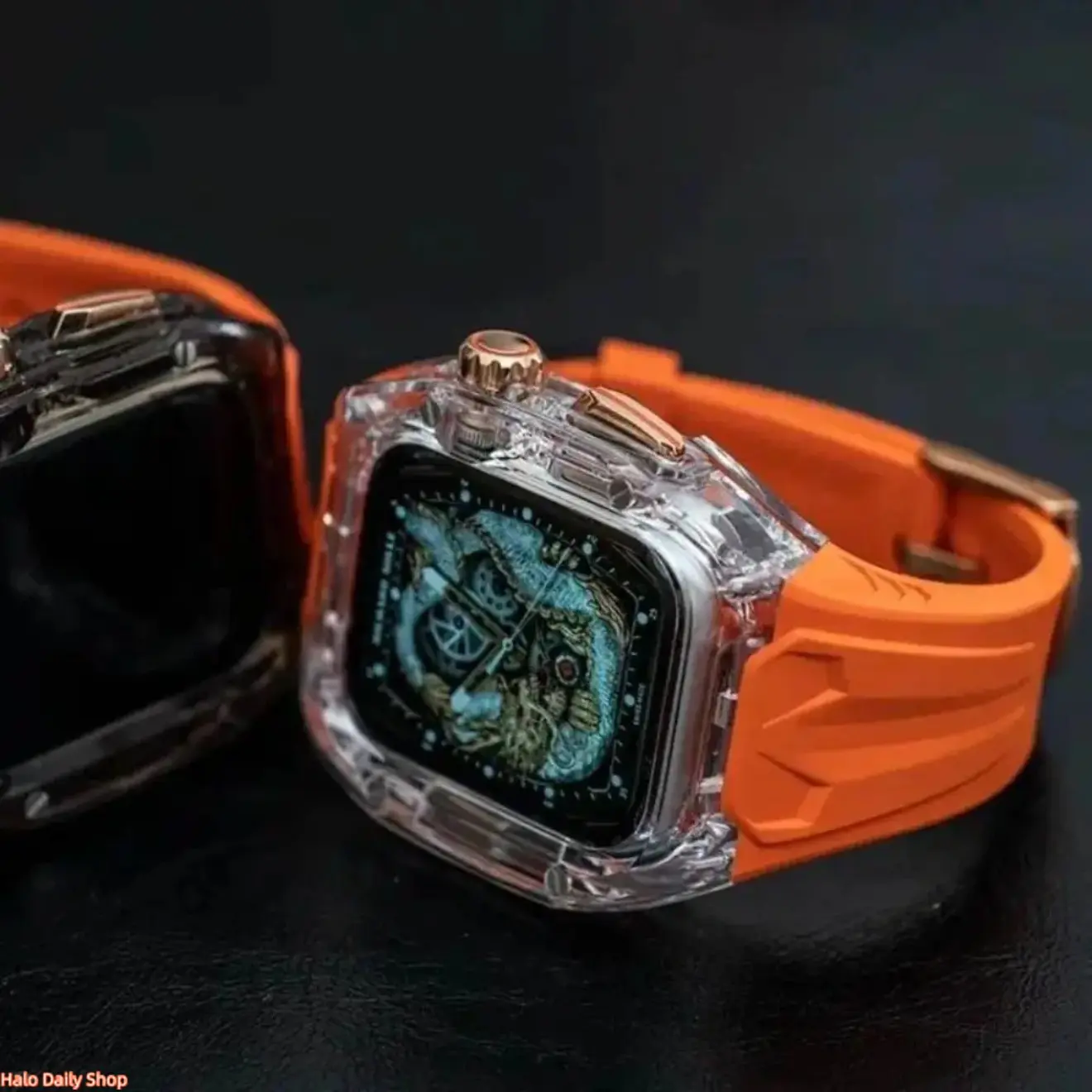 Transparent Smartwatch Cover & Mod Kit with TPU Strap - Stylish Wearable Accessory for 49mm Ultra, 45mm/44mm Series 9/8/7/6/5/4 - Men's Accessories for Sports, Outdoor Timekeeping Gear