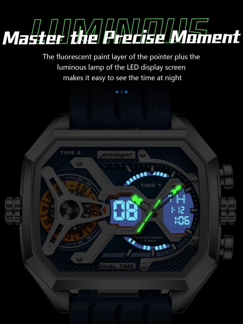 Men's Business Fashion Digital Quartz Watch, Casual Trendy Digital Watch with Luminous Dial, Fashionable Watch for Daily & Business Decoration, Luminous Analog Watch, Business Fashion Watches