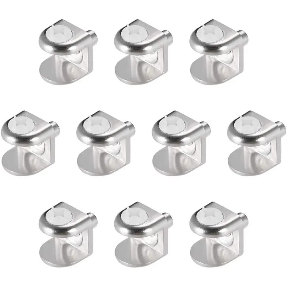 Glass Shelf Brackets, 10 count Zinc Alloy Glass Shelf Clamp Pegs Support Clip Shaft Mount for 5mm-8mm Thick
