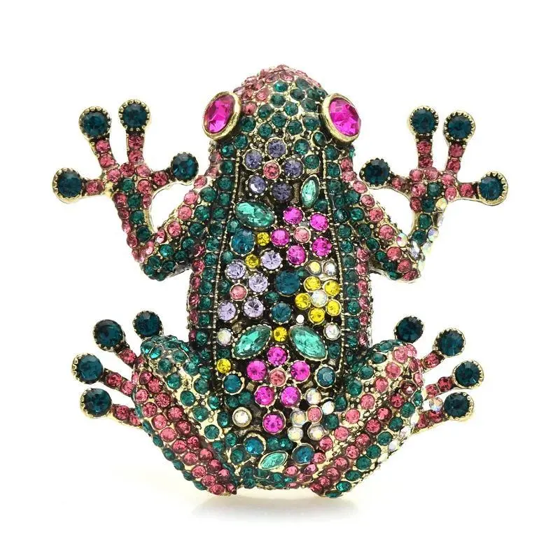 Wuli&baby Luxury Big Frog Brooch - Unisex Rhinestone Shining Pin, Women's Office-Party Fashion Collar Clip Accessory Gift