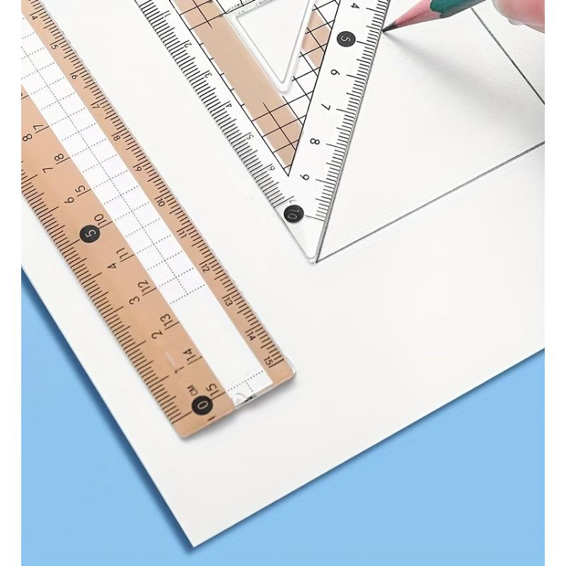 8pcs Set of Measuring Rules for Students Including Compass Measuring Angle Ruler Triangular Ruler Measuring and Drawing Complete Set of Measuring and Stationery Gift Package