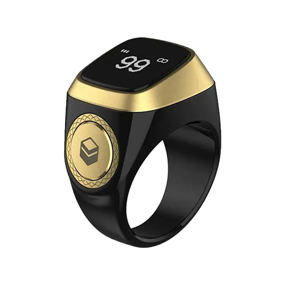 Qibla Smart Zikr Ring - Electronic Digital Tasbih Tally Counter for Muslims, Multiple Colors, 3 Sizes, Prayer Time Vibration Reminder, Waterproof, Accurate Distance Wearable Smart Device, Three Sizes