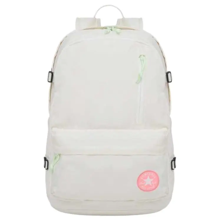 Converse Logo Patch Polyester Backpack for Men and Women, Minimalist Cream