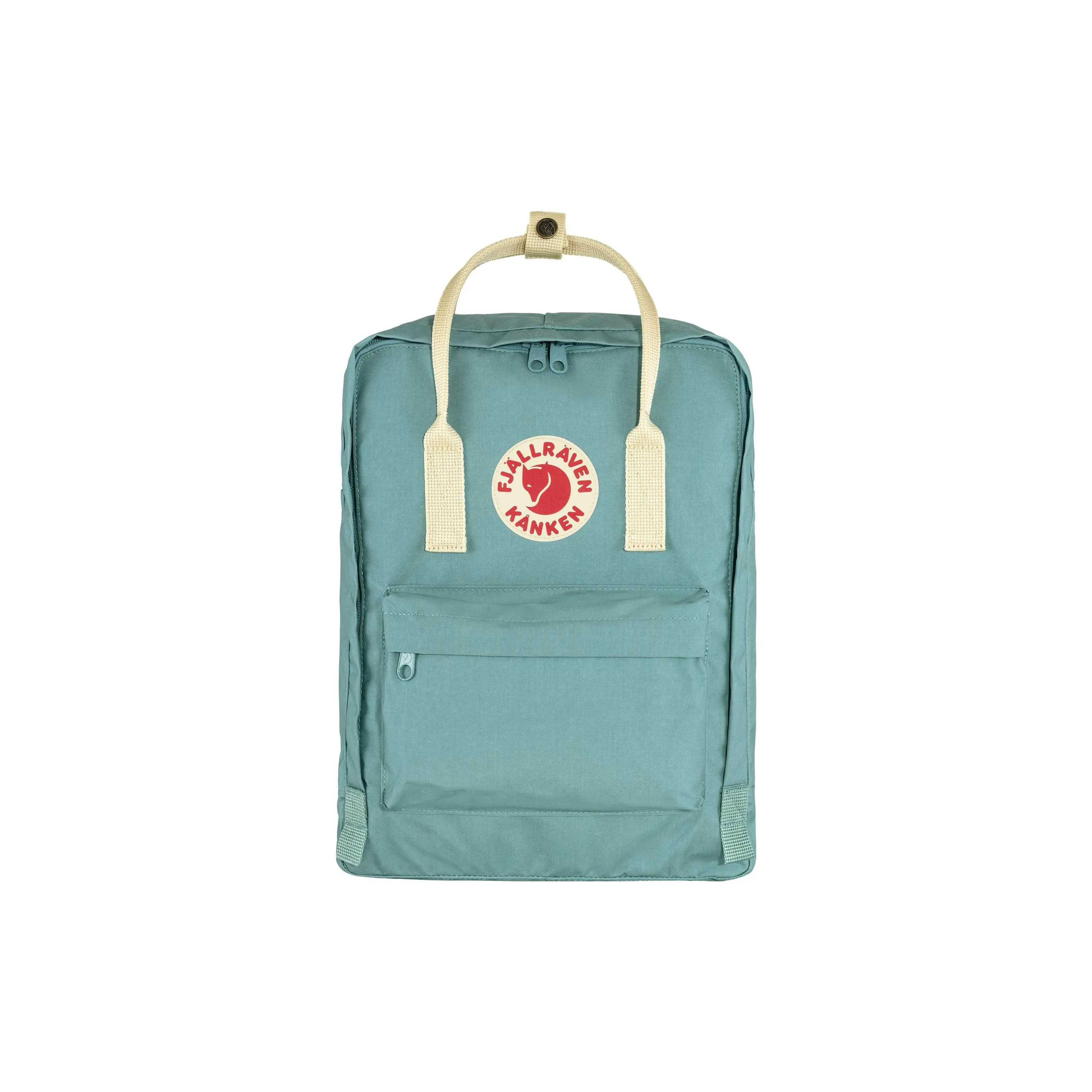 Fjallraven Kanken 16L Lightweight Travel and Casual Backpack for Men and Women, Vinylon Sky Blue with Oak Accents