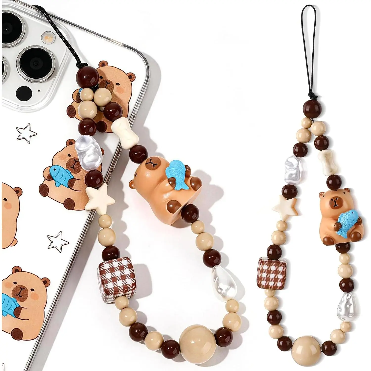Phone Charms Strap- Bow Strawberry Cherry Charm Strap  Lanyard Chain String for Phone Case