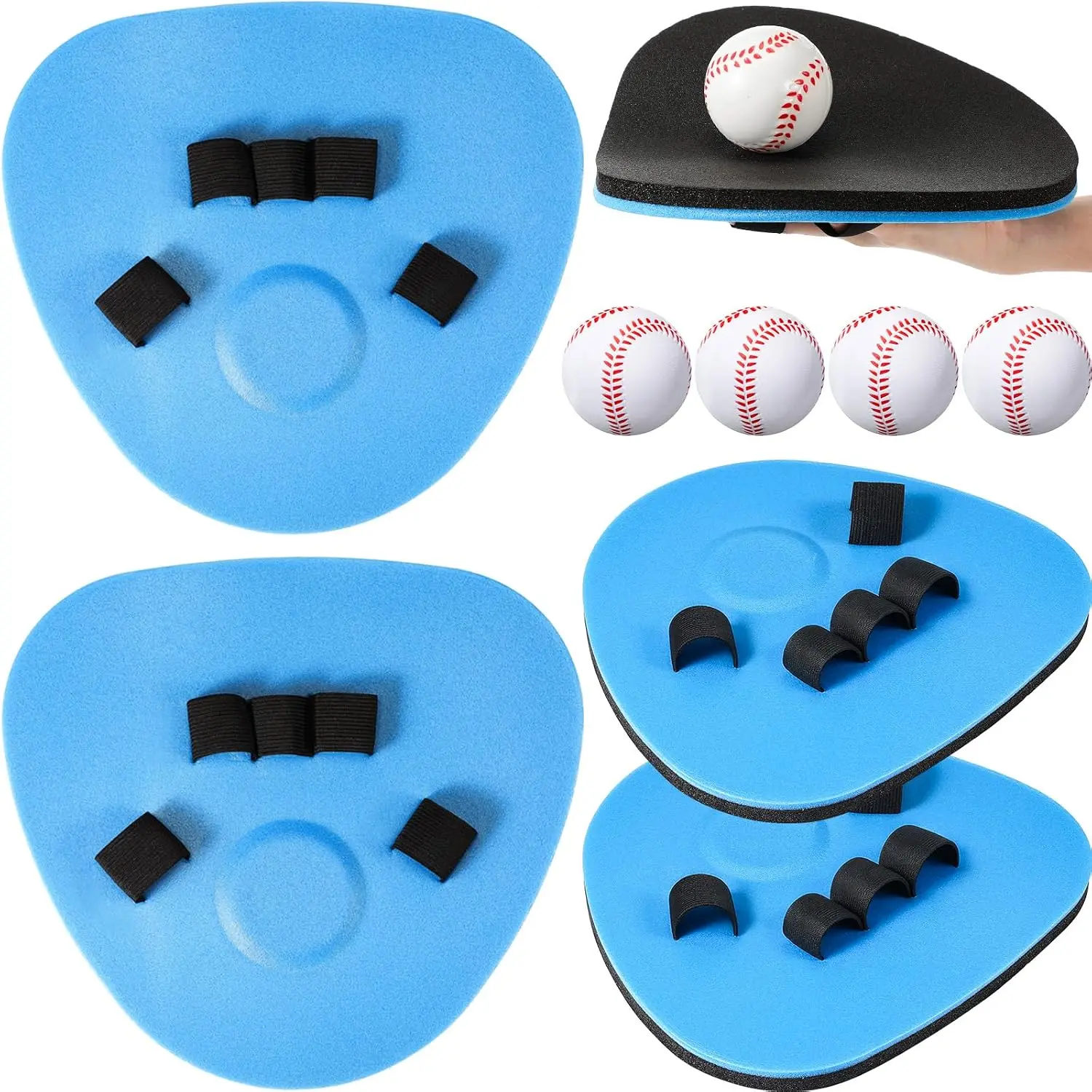 8 count Baseball  Glove  Fielding Trainer Pancake Glove with  Baseballs Practice Baseballs for Quick Hands Batting Infield  Practice Two Hands