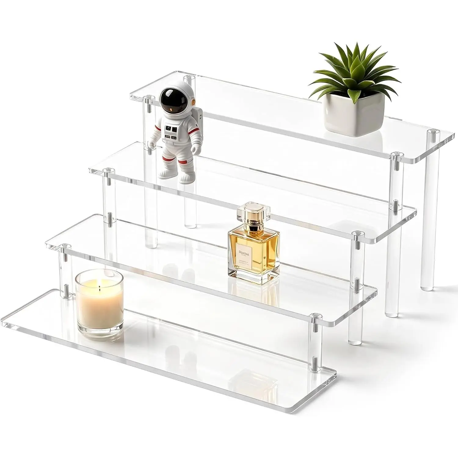 1 Pack 4-Tier Minimalist Decorative Display Riser Organiser Set - Home Storage Holder Shelf, Racks for Perfume, Figures, 4-Level Racks & Displays