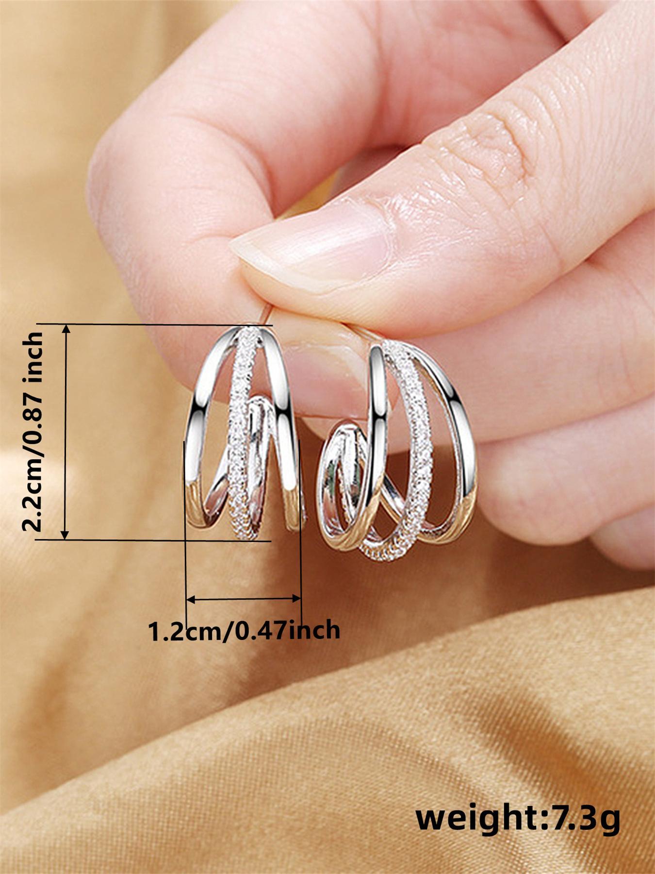 Women's Elegant Layered Rhinestone Decorated Hoop Shape Earrings (1 Pair), Fashionable Hoop Earrings, Exquisite Trendy Hoop Earrings, High Quality Earrings, Gorgeous Jewelry As Birthday Gift for Girlfriend