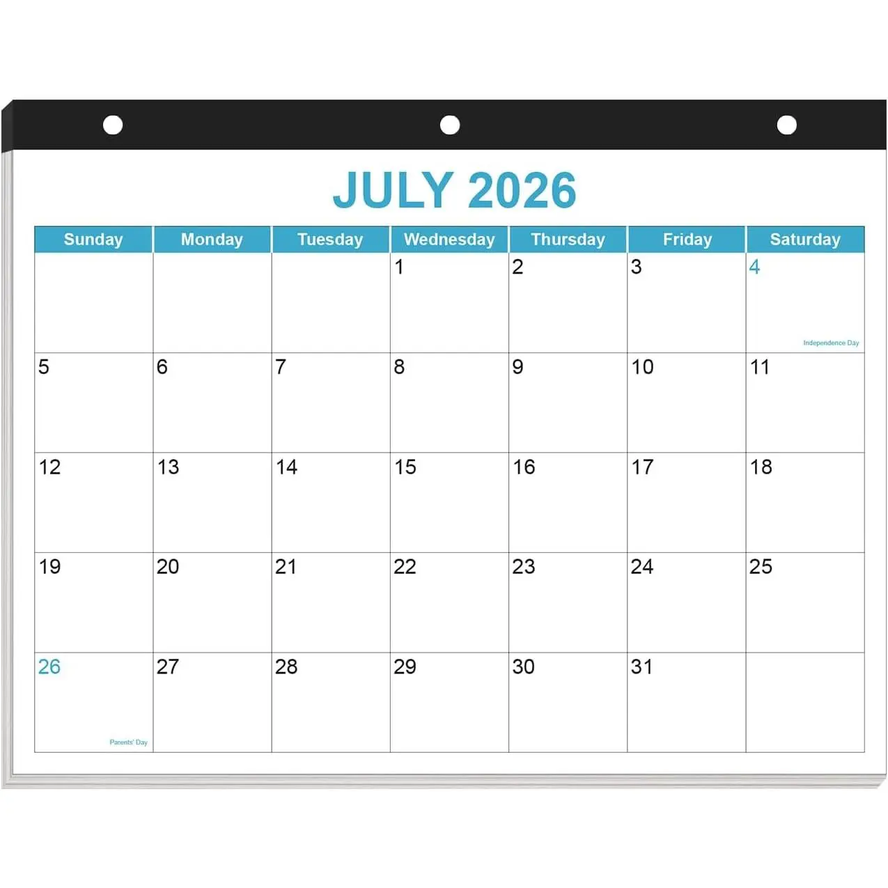 2026-2027 Calendar for 3 Ring Binder - Desk Calendar 2026-2027 from July 2026 - December 2027, 18 Months Calendar with  Paper, 3-Hole Calendar, 8.5" x 11", Blue