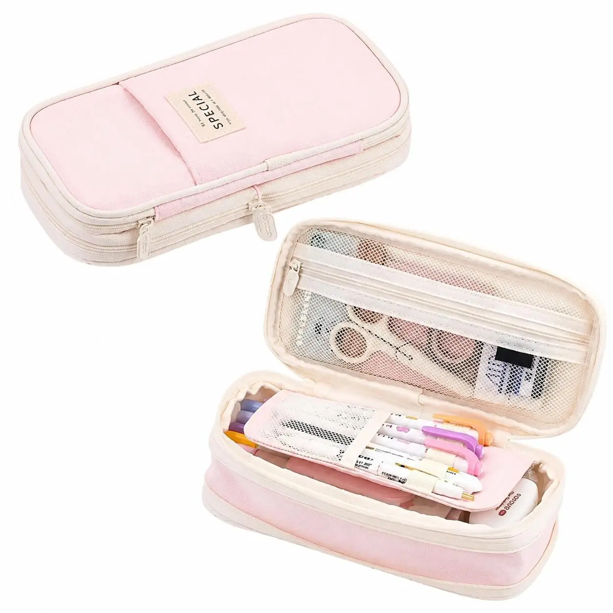 Spacious Zippered Pencil Case for Teens - Vibrant Aesthetic Design, Durable Fabric, Lightweight Portable Organizer, Ideal for School Supplies or Art Materials (Office Stationery Writing Tool Accessory)