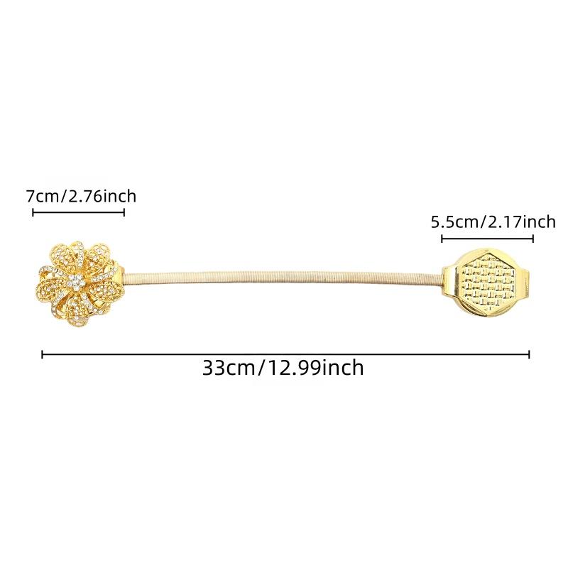 2pcs Crystal Flower Curtain Tiebacks Magnetic Holdback Clips, High Elasticity Spring Wire Fixing Accessories for Home Office Decorations Easy Install Curtain