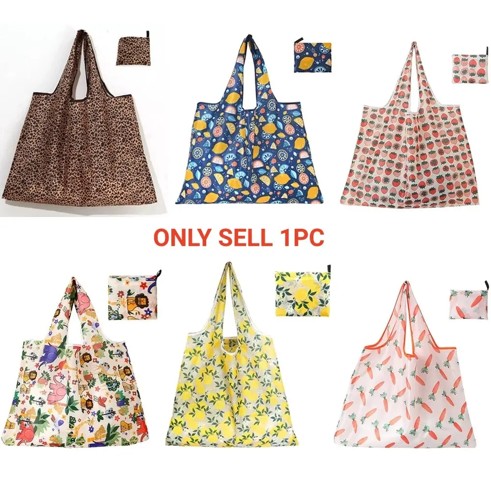 Large Capacity Folding Shopping Bag, Eco-friendly Folding Bag, Creative Portable Printing Handheld Storage Bag, Daily Commuting Travel, Travel Packaging Clothing Storage Bag, Reusable Shopping Bags