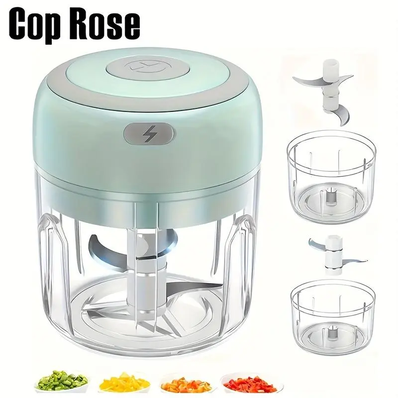 3.38oz/8.45oz Mini Kitchen Food Chopper Garlic Press Chopper Electric Garlic Chopper Meat Grinder, USB Rechargeable Masher