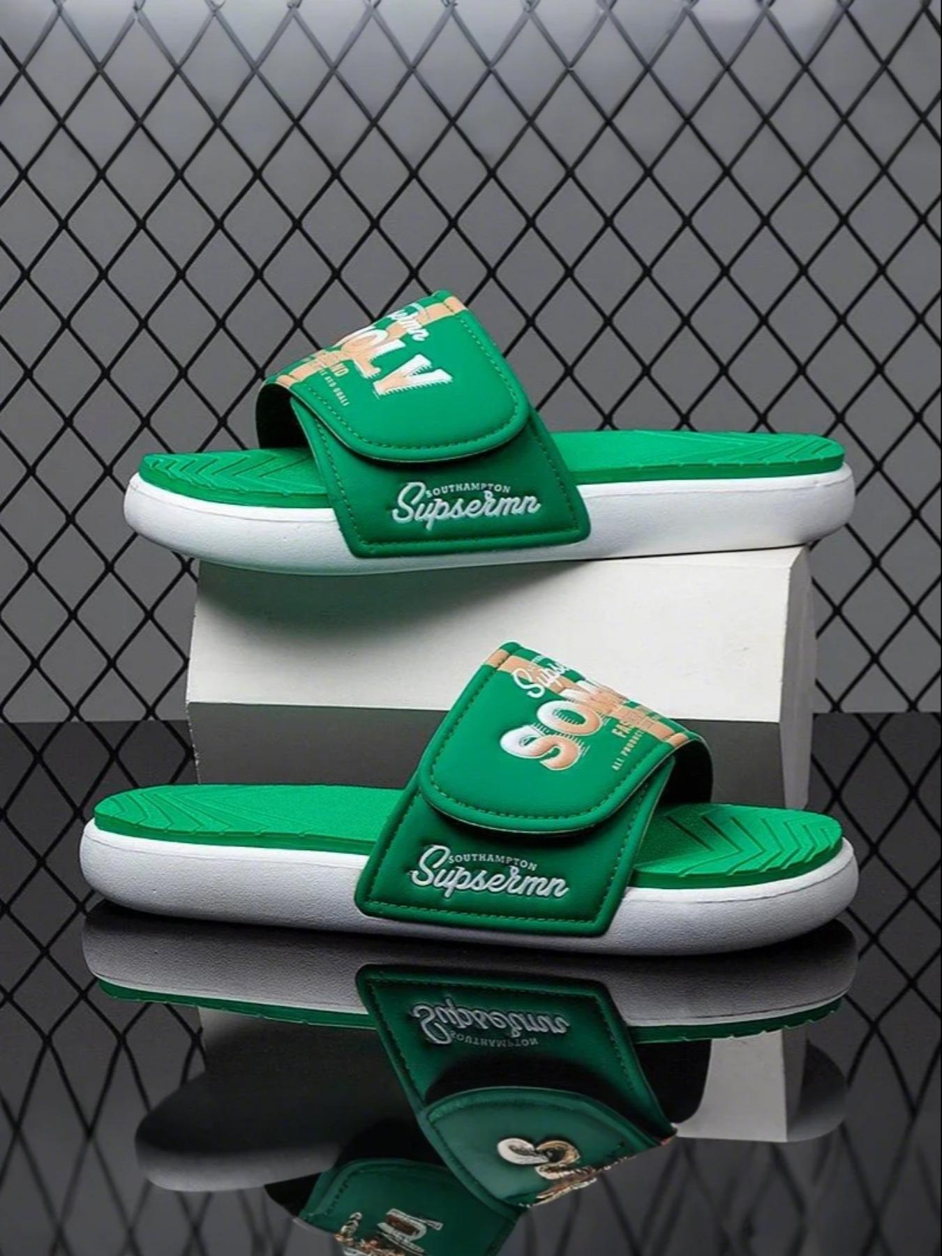 Men's Fashionable Letters Print Slides, Casual Comfortable Home Slippers, Soft Non-slip Slippers for Indoor & Outdoor Wear