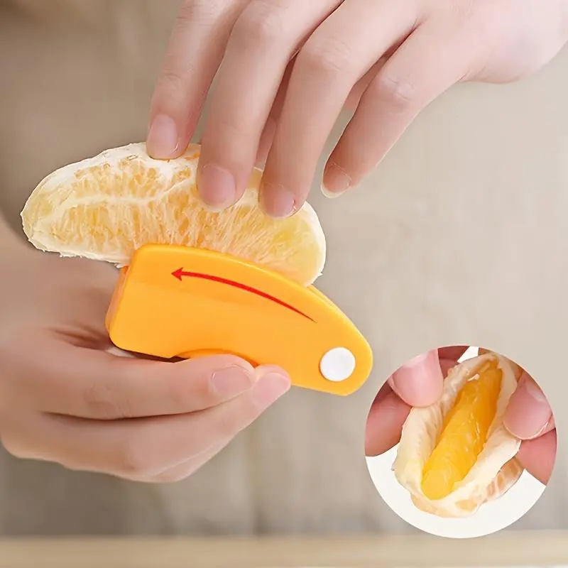 Portable Folding Orange Peeler – Multi-functional, Easy-grip Metal Fruit Slicer and Peeler, No Electricity Required, Food Contact Safe, Ideal for Kitchen Use, Orange Peeler