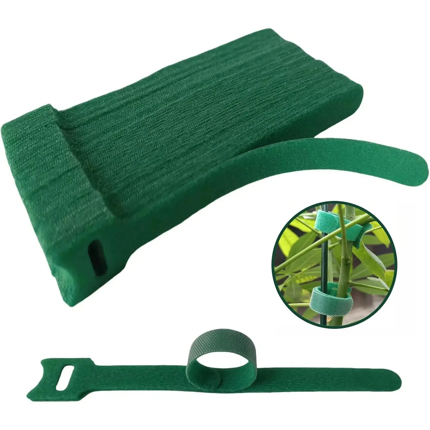 100 count 6-Inch Green  Adjustable  Ties & Garden Tape | Anti-Slip, Hook and Loop, Nylon, Ideal for Climbing  Support, Christmas Garlands &  Organizer