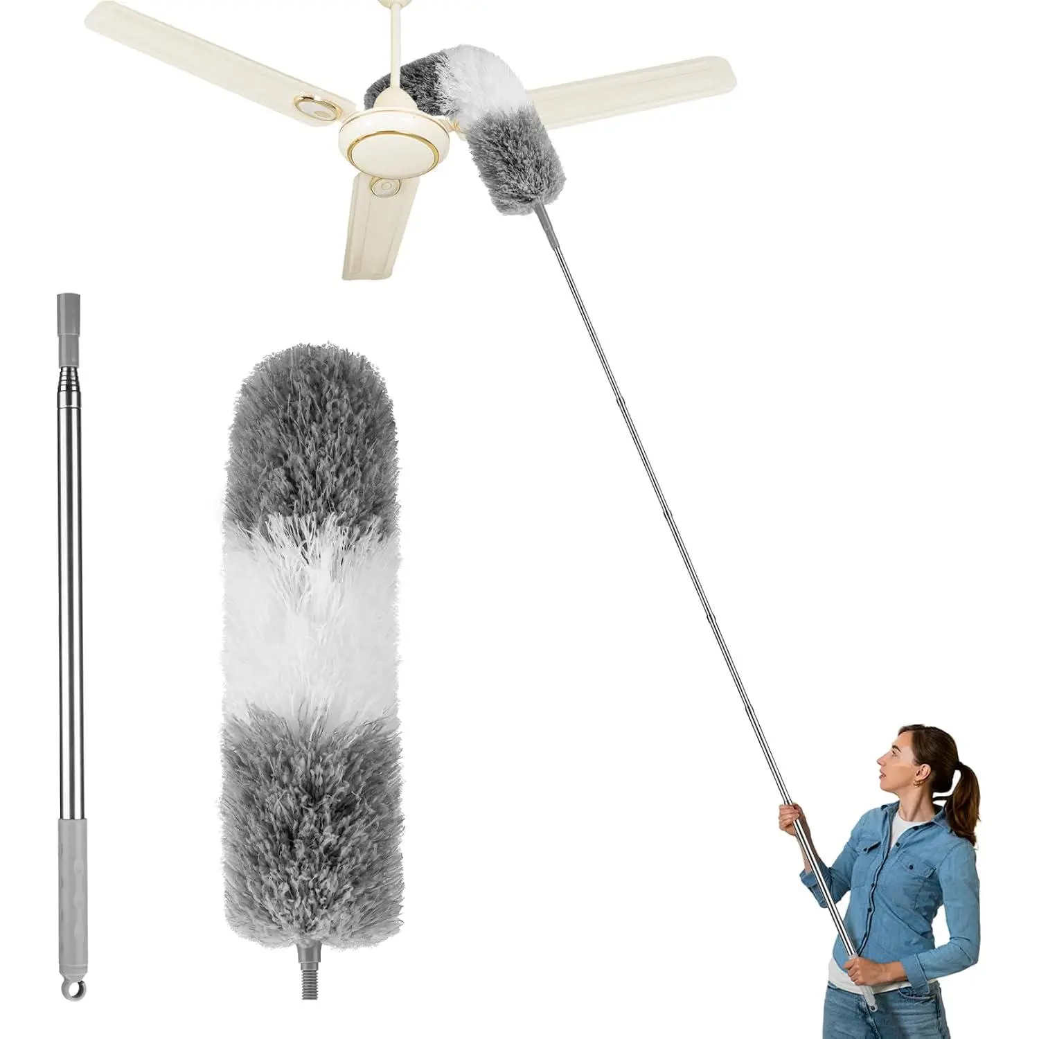 Dusters for Cleaning, Duster with Extension Pole,Ceiling Fan Cleaner Duster,Long Duster Extended Handle,Blind Cleaner Dusting