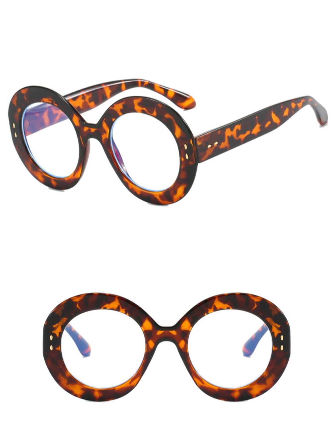 Women's Leopard Print Large Frame Eyeglasses, Trendy Casual Eyeglasses for Everyday Use, Fashion Accessories for Outdoor Activities, Leopard Pattern Eyeglasses, Trendy Casual Frames