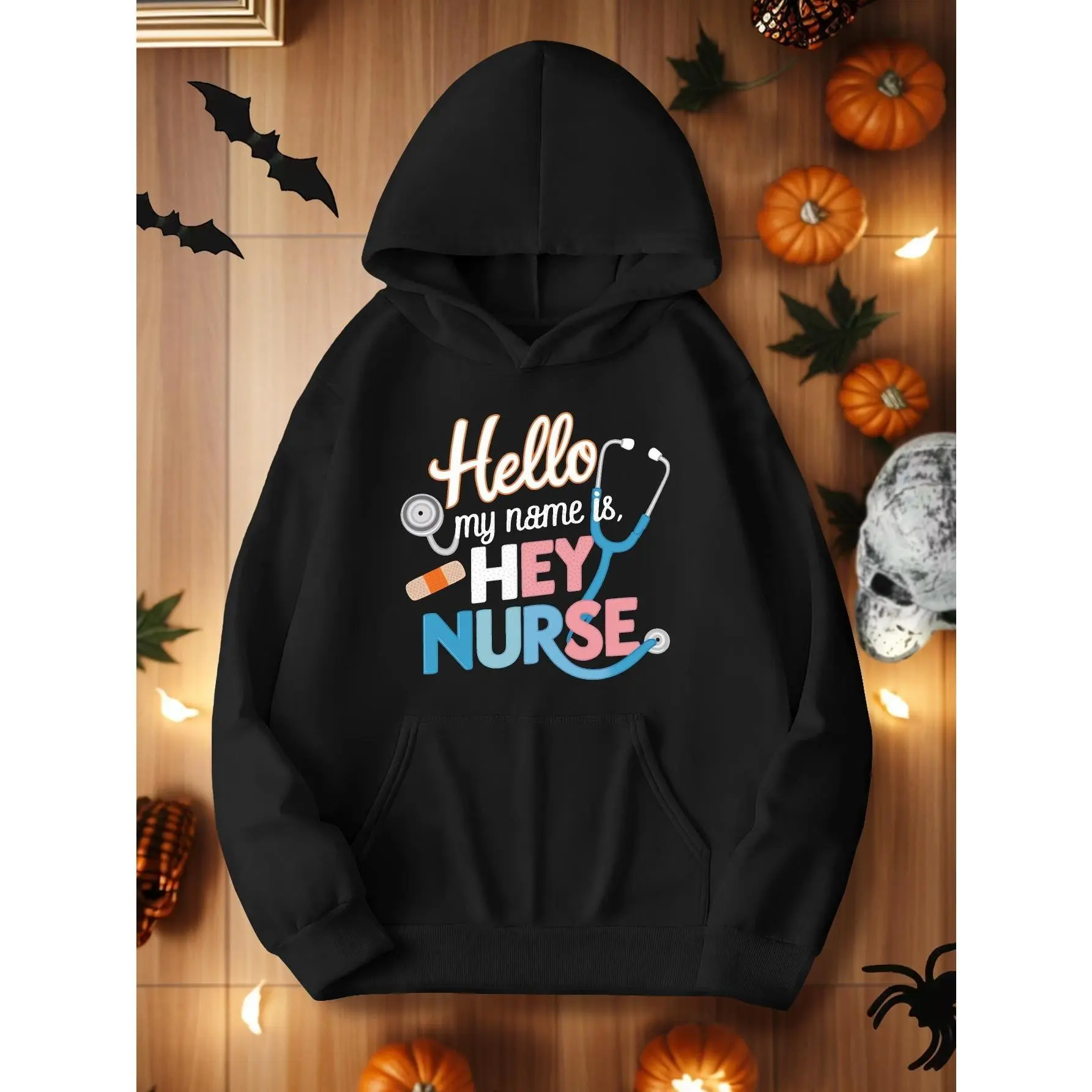 Nurse Stethoscope Women's Hoodie |   Round neck, long sleeves, solid color, heat-transfer print, suitable for casual and festive occasions