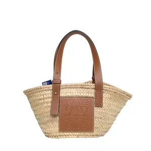 Pre-owned Loewe Brown Straw Small Palm Leaf and Cowhide P226360253