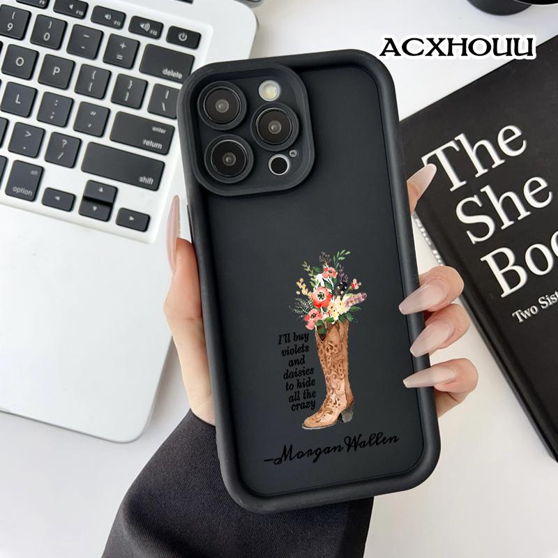 Softcase for iPhone 17 16 E Pro Max 15 Plus 14 13 12 11 XS XR Morgan Wallen Cowboy Boot Floral Coquette Pastel Design Shockproof Lightweight Protective Case