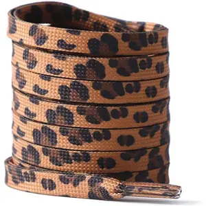 Leopard Print Shoe Laces 5/16" Wide Shoelaces for Women Men