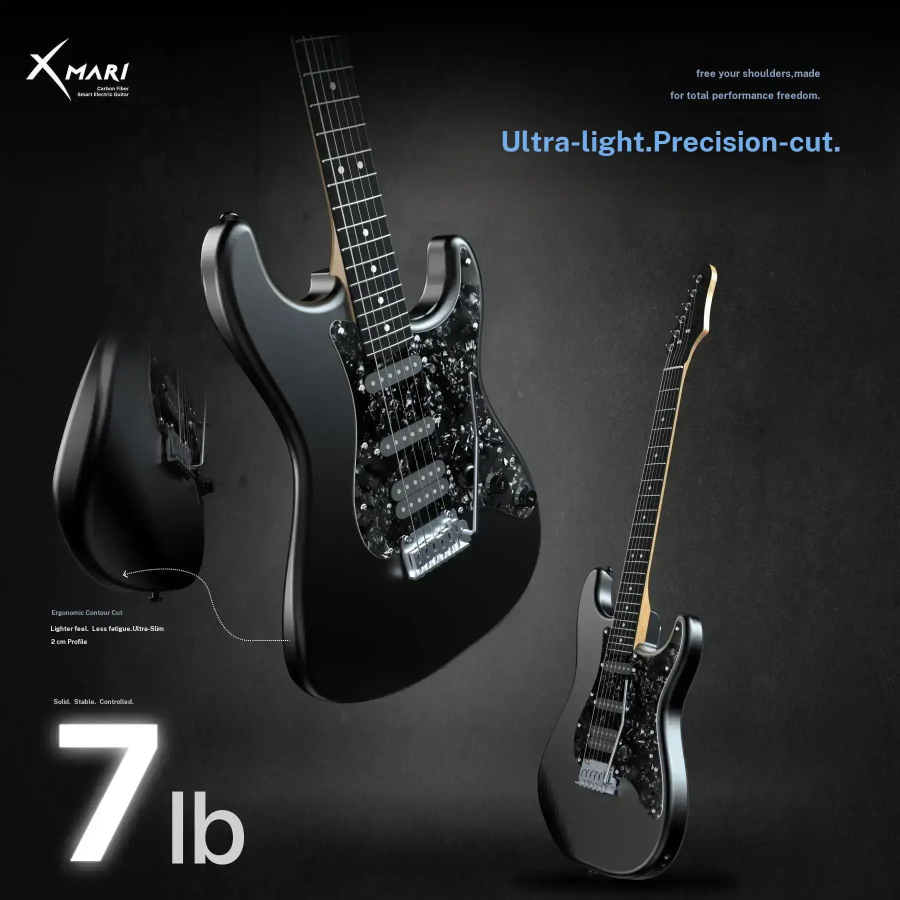 Xmari Smart Electric Guitar Kit - Carbon Fiber Body, Alnico