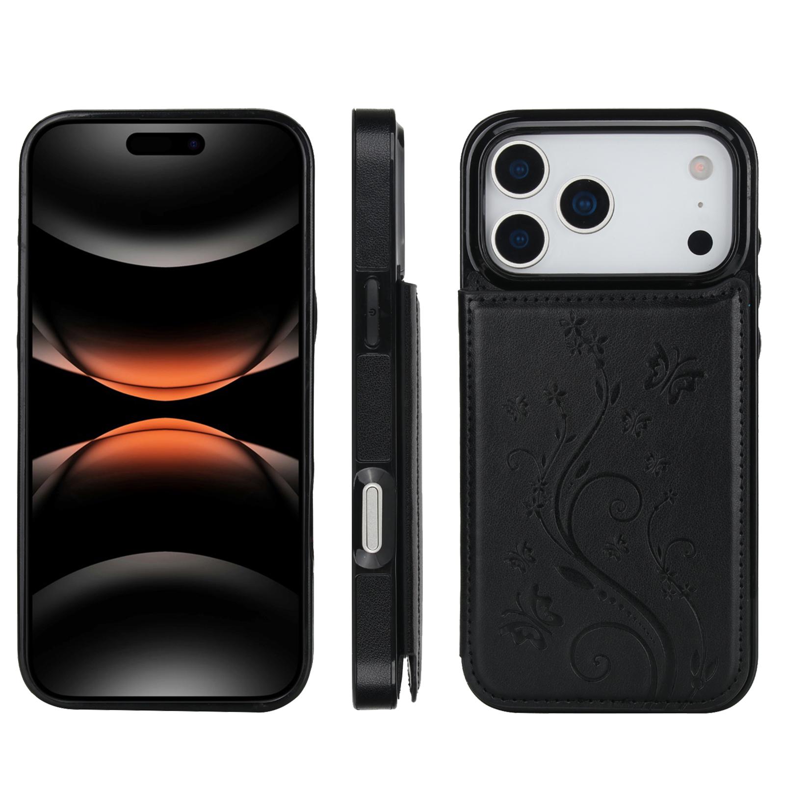 Floral Pattern PU Leather Wallet Case for iPhone 17/16/Pro Max/15/14/13/12 with 3 Card Slots, Magnetic Clasp, RFID Blocking, Kickstand, Durable TPU Bumper - Cellphone