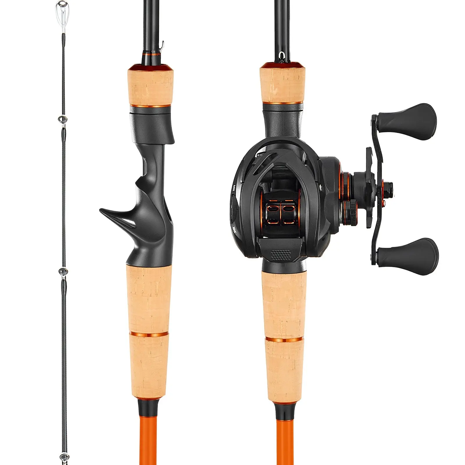 【DealsForYouDays】VEVOR IM7 Series Carbon Fiber Baitcasting Rod and Reel Combo, Bass Fishing Pole with 6+1 BB System, 7.0:1 Ratio, Cork Grip, Stainless Steel Guides with Ceramic Rings, Rod + Reel